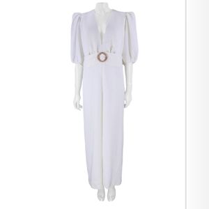Iorane Off-White Original Fivela Jumpsuit Puff Sleeve New 40 Medium Classy